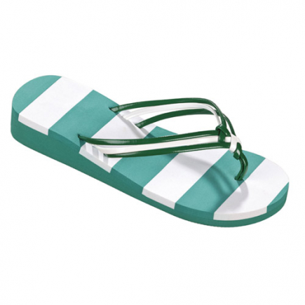 BECO dames teenslippers | groen/wit